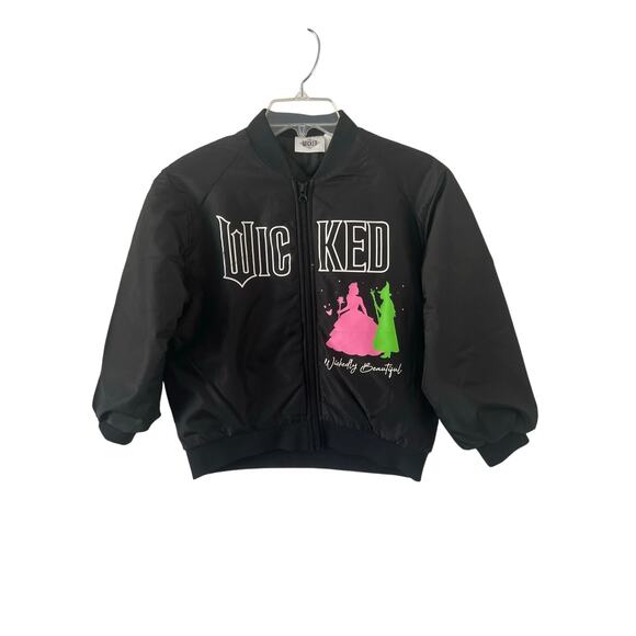 Wicked Glinda and Elphaba Girls Baseball Bomber Jacket Size 7/8 - Picture 1 of 9